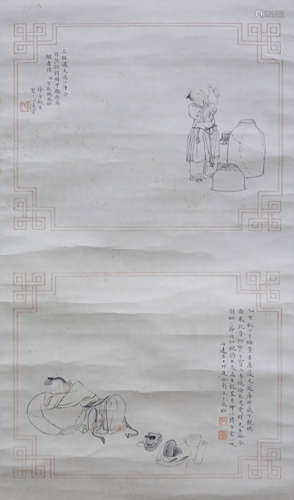 A CHINESE PAINTING OF FIGURES, DINGGUANPENG MARK