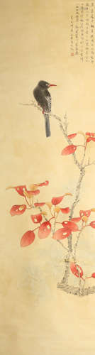 A CHINESE PAINTING OF BIRD ON TREE, LI QIUJUN MARK