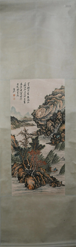 A CHINESE PAINTING OF LANDSCAPE AND FIGURE