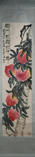 A CHINESE PAINTING OF PEACHES