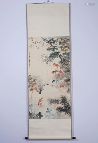 A CHINESE PAINTING OF GOLDEN FISHES