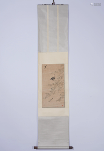 A CHINESE PAINTING OF BIRD AND FISH