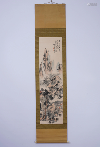 A CHINESE PAINTING OF LANDSCAPE AND FIGURE