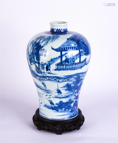 A CHINESE BLUE AND WHITE FIGURAL PORCELAIN VASE