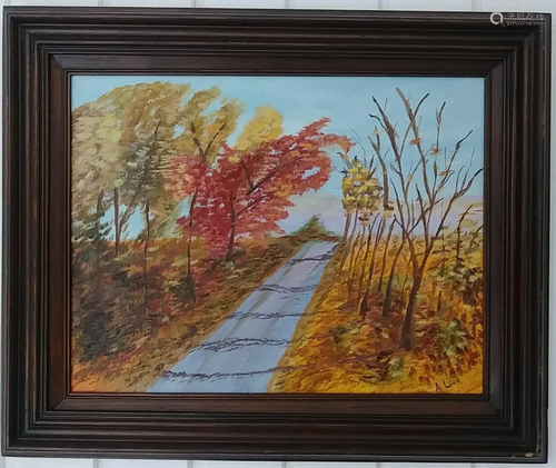 Signed Landscape Oil Painting on Canvas Framed