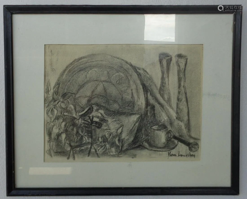 Original charcoal Drawing 1963 by Vern Livingston