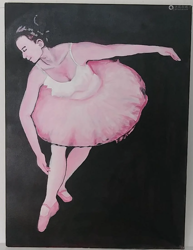 Ballerina Painting on Canvas Signed