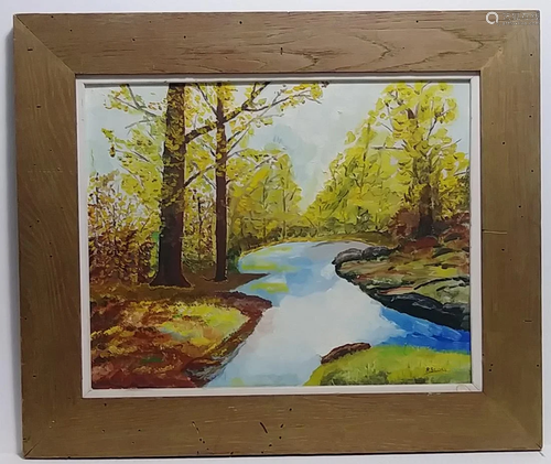 Original R. Sloan Signed Vintage Landscape Oil Painting