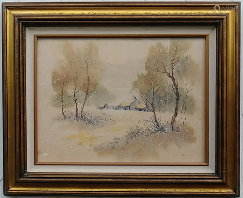 Vintage Signed Watercolor Framed