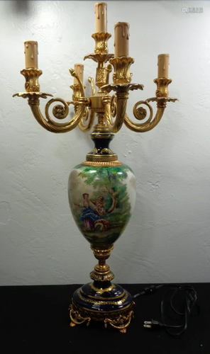 Hand-Painted French Porcelain Table Lamp