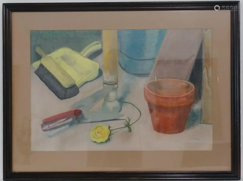 Vintage Pastel Charcoal Signed C.Cobus Painting Framed