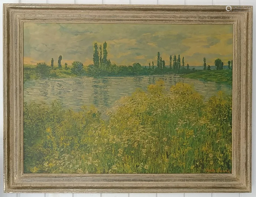 Vintage Claude Monet Banks Of The Seine Litho-Print