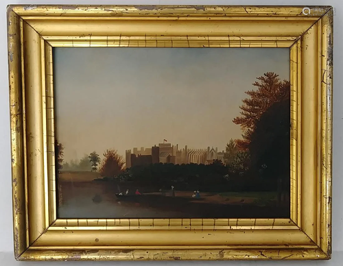 Antique European Oil Painting on Board Lemon Frame.