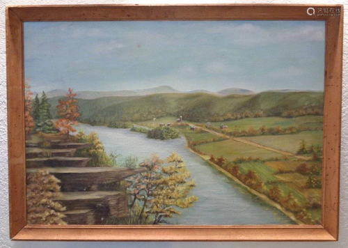 M. P Sheffield Signed Landscape Large Oil Painting