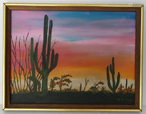 1976 A.Di. Aio Desert Oil Painting Signed