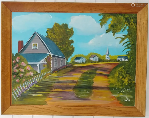 Country Side Framed Oil Painting on Canvas