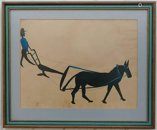 Bill Taylor Art Drawing Painting Framed- Man and Horse