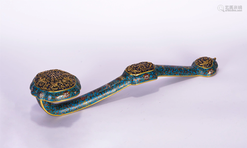 A CHINESE GILT INLAID ENAMELED RUYI