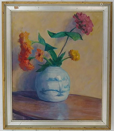 Vintage Flower Oil Painting on Canvas Framed