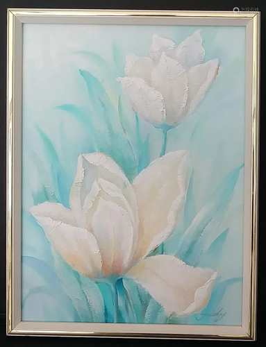 Oil Painting Flower on Canvas Framed