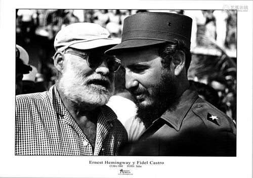 Fidel Castro & Ernest Hemingway, Habana Cuba 1960 Print