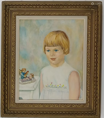 B. ROBIN SINNED GIRL OIL PAINTING FRAMED