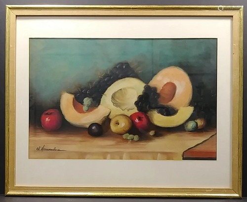 Fernandez Vintage Still Life Pastel Painting