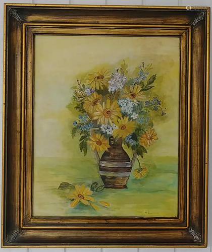 Vintage Original Flower Oil Painting Signed.