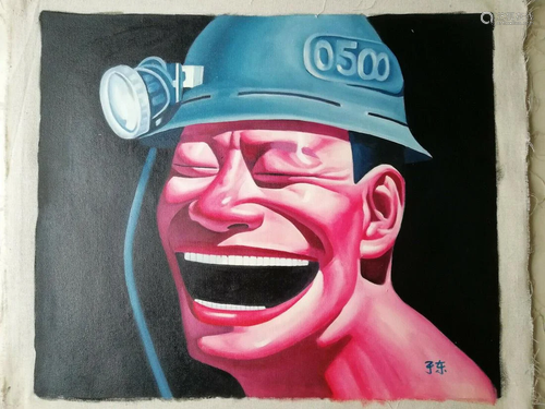 Modern Oil Painting on Canvas Asian Happy Face