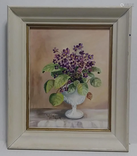 Original Signed Bouque of Flower Oil Painting on Card