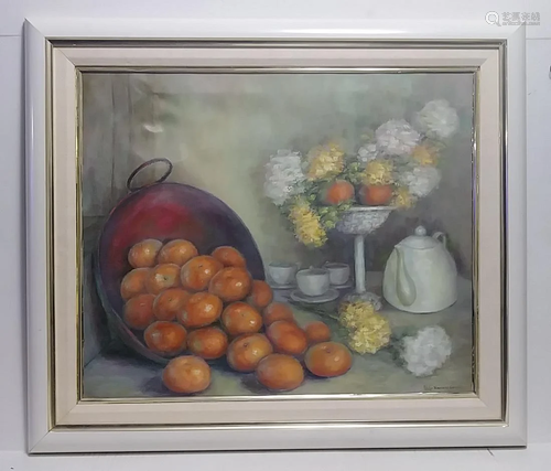 Original Signed Oil Painting Still Life Fruit