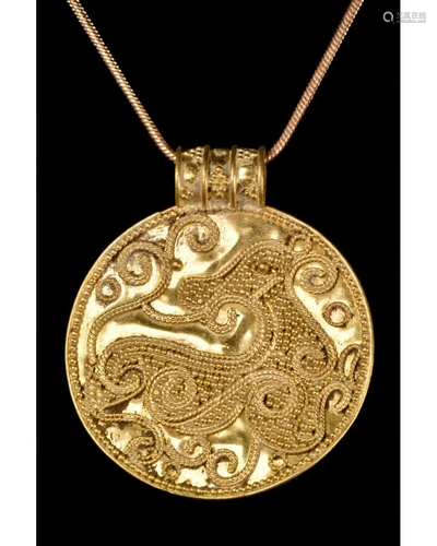 VIKING GOLD DRAGON PENDANT WITH GRANULATION - XRF