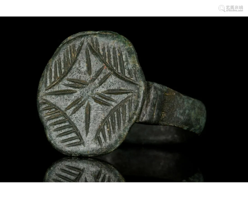 MEDIEVAL BRONZE RING WITH STAR OF BETHLEHEM