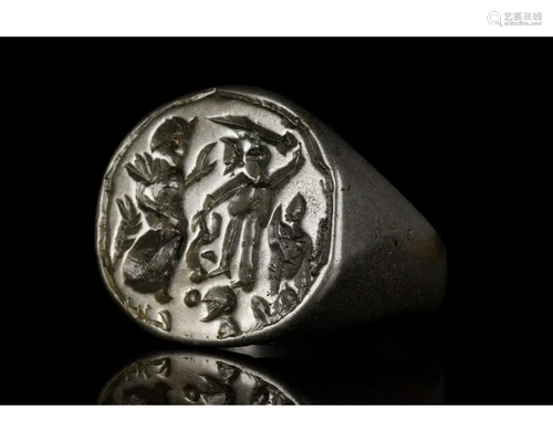 MEDIEVAL SEAL RING WITH THE JUDGEMENT DAY OF KING