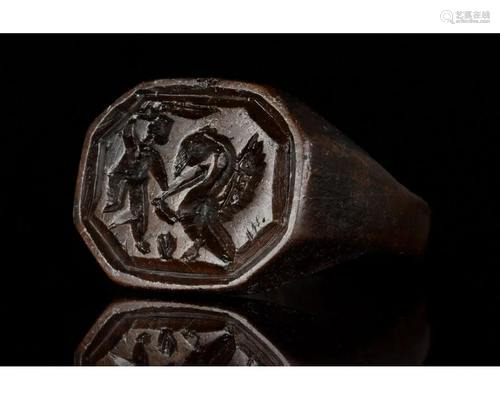 MEDIEVAL SEAL RING WITH SIGURD AND FAFNIR