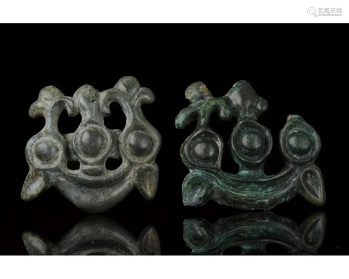 PAIR OF SCYTHIAN BRONZE ZOOMORPHIC MOUNTS