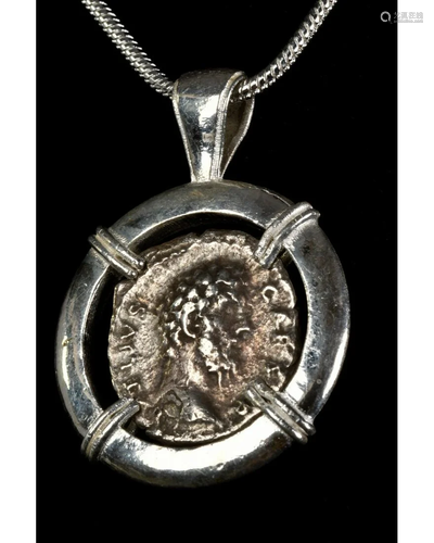 LUCIUS AELIUS CAESAR DENARIUS IN SILVER PENDANT - PAX