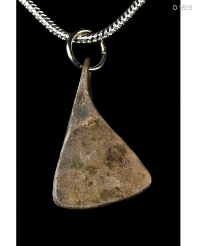 MEDIEVAL SILVER AXE-SHAPED PENDANT