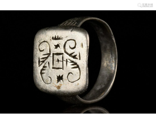 MEDIEVAL SILVER HERALDIC RING