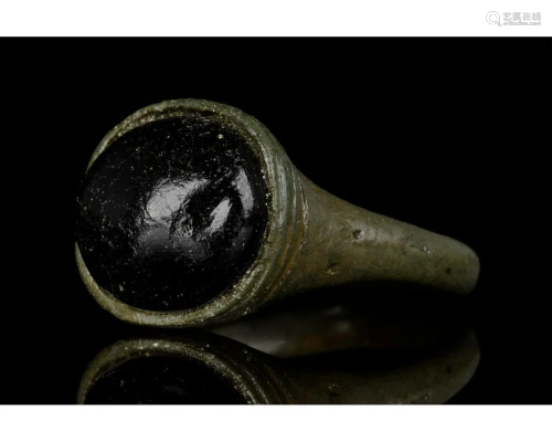 MEDIEVAL BRONZE RING WITH CABOCHON