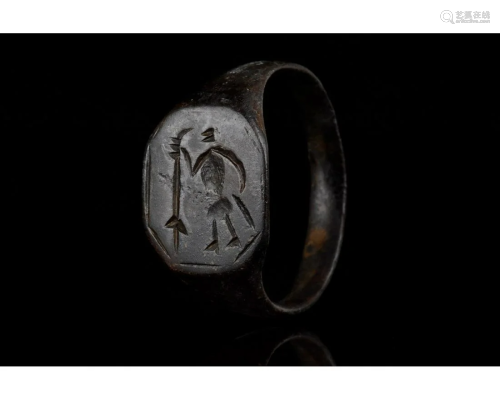 MEDIEVAL BRONZE RING WITH A WARRIOR
