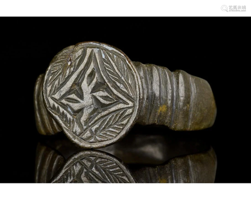 MEDIEVAL BRONZE RING WITH STAR OF BETHLEHEM