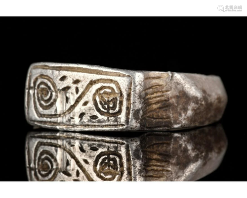 MEDIEVAL SILVER RING WITH SYMBOLS