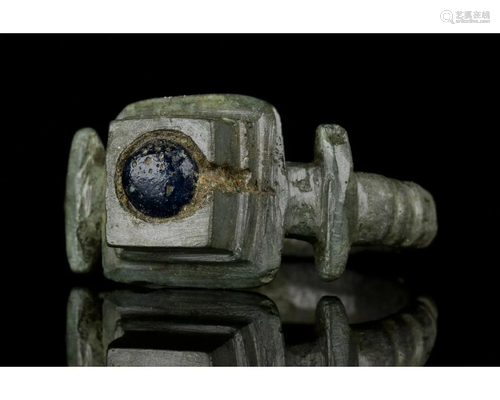 MEDIEVAL BRONZE RING WITH GEM