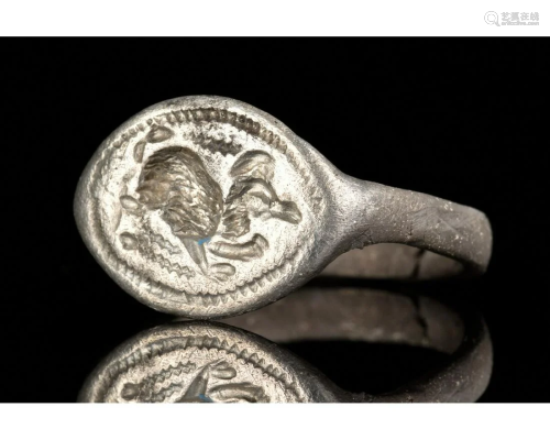 ROMAN SILVER SEAL RING WITH A BEAST