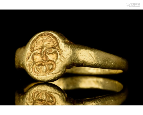 ROMAN GOLD SEAL RING WITH MEDUSA - XRF TESTED