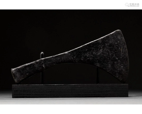 VIKING IRON BATTLE AXE HEAD ON STAND