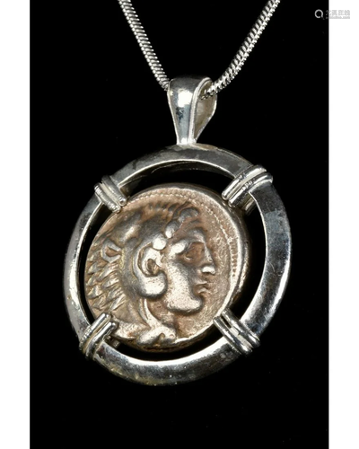 ALEXANDER THE GREAT TETRADRACHM IN SILVER PENDANT -…