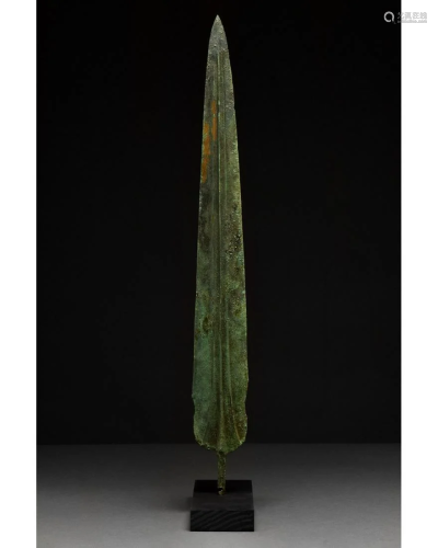 ANCIENT BRONZE SWORD ON STAND