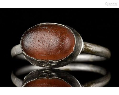 MEDIEVAL SILVER RING WITH CABOCHON